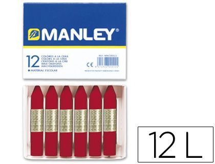 Lapices Cera Manley Unicolor Carmin Permanente -Caja de 12 N.10