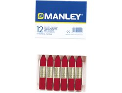 Lapices Cera Manley Unicolor Carmin Permanente -Caja de 12 N.10