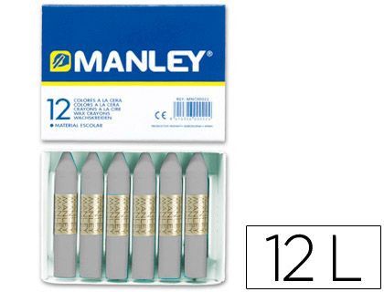Lapices Cera Manley Unicolor Gris Nº 72 Caja de 12