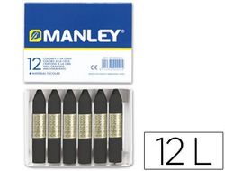 Lapices Cera Manley Unicolor Negro -Caja de 12 N.30