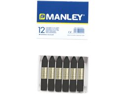 Lapices Cera Manley Unicolor Negro -Caja de 12 N.30