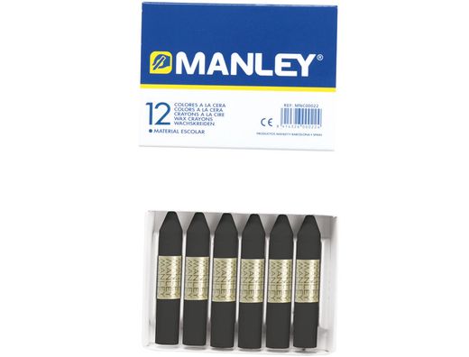 Lapices Cera Manley Unicolor Negro -Caja de 12 N.30