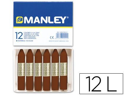 Lapices Cera Manley Unicolor Pardo -Caja de 12