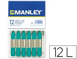 Lapices Cera Manley Unicolor Verde Azulado -Caja de 12 N.23