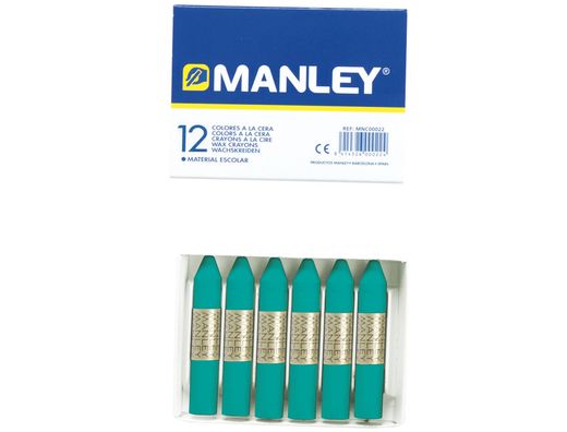Lapices Cera Manley Unicolor Verde Azulado -Caja de 12 N.23