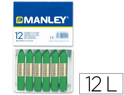 Lapices Cera Manley Unicolor Verde Primavera Nº 25 Caja de 12