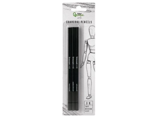 Lapices de carboncillo para esbozos liderpapel caja de 3 unidades con diferentes durezas certificado fsc