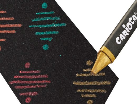 Lapices de cera carioca metallic triangular caja de 8 colores surtidos