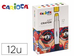 Lapices de cera carioca plus art crayon caja premium de 12 unidades colores surtidos