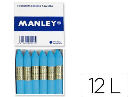 Lapices de Cera Manley Unicolor Celeste Claro Caja de 12 N.41