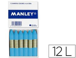 Lapices de Cera Manley Unicolor Celeste Claro Caja de 12 N.41