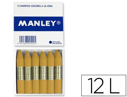 Lapices de Cera Manley Unicolor Ocre Madera Caja de 12 N.64