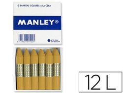 Lapices de Cera Manley Unicolor Ocre Madera Caja de 12 N.64