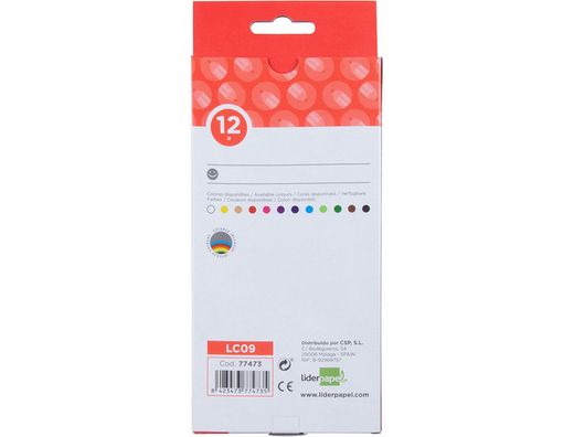 Lapices de Colores Acuarelables Liderpapel Caja de 12 Colores