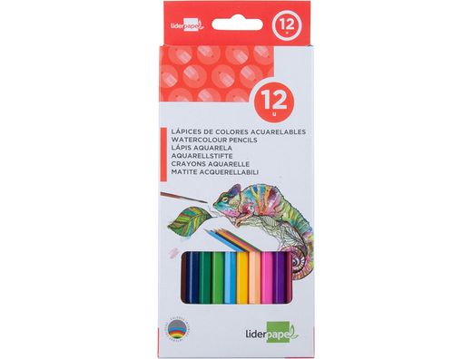 Lapices de Colores Acuarelables Liderpapel Caja de 12 Colores