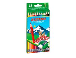 Lapices de colores alpino borrable con goma caja de 12 colores surtidos