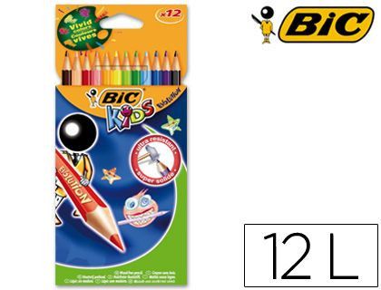 Lapices de Colores Bic Kid Evolution Estuche de 12 Colores Surtidos Mina Ultra Resistente