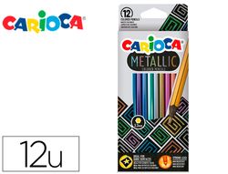 Lapices de colores carioca metallic hexagonal mina 3,3 mm caja de 12 colores surtidos