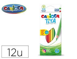 Lapices de colores carioca tita hexagonal caja de 12 unidades colores surtidos
