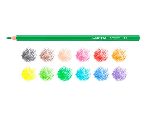 Lapices de colores carioca tita mina 3 mm tubo metal 12 colores surtidos + sacapuntas