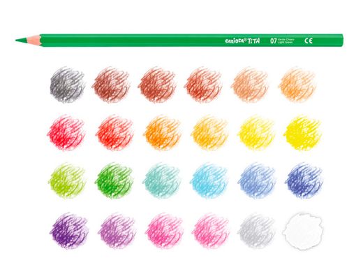 Lapices de colores carioca tita mina 3 mm tubo metal 24 colores surtidos + sacapuntas