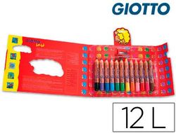 Lapices de Colores Giotto Super Bebe Caja de 12 Lapices Colores Surtidos + Sacapuntas