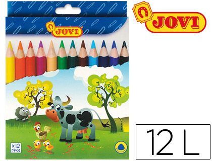Lapices de Colores Jovi Maxi Triangulares Estuche de 12 Colores Surtidos