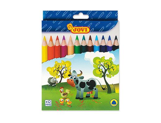 Lapices de Colores Jovi Maxi Triangulares Estuche de 12 Colores Surtidos