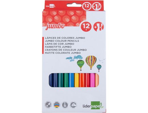 Lapices de Colores Liderpapel C/ de 12 Colores Jumbo con Sacapuntas
