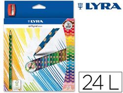 Lapices de Colores Lyra Groove Slim Triangular Minas de 3,3 mm Caja de 24 Colores + Sacapuntas
