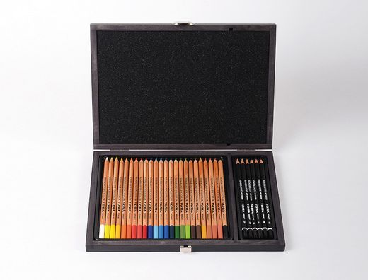 Lapices de colores lyra rembrandt polycolor 30 colores surtidos en maletin de madera