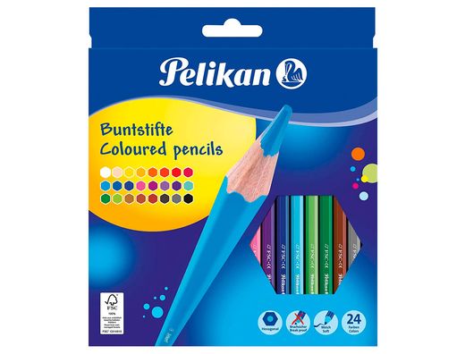 Lapices de colores pelikan hexagonales 24 colores caja de carton