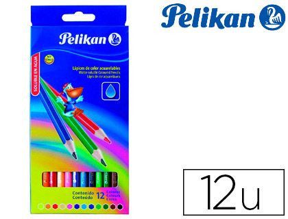 Lapices de colores pelikan triangulares acuarelable 12 colores mina 3mm caja de carton