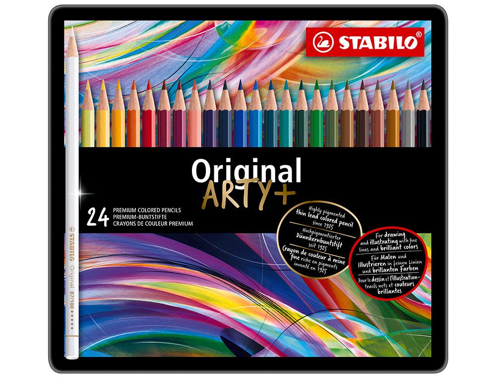 Lapices de colores stabilo acuarelables original arty estuche metalico de 24 colores surtidos