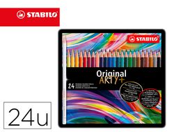 Lapices de colores stabilo acuarelables original arty estuche metalico de 24 colores surtidos