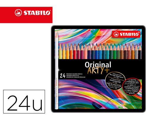 Lapices de colores stabilo acuarelables original arty estuche metalico de 24 colores surtidos