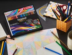 Lapices de colores stabilo acuarelables original arty estuche metalico de 24 colores surtidos