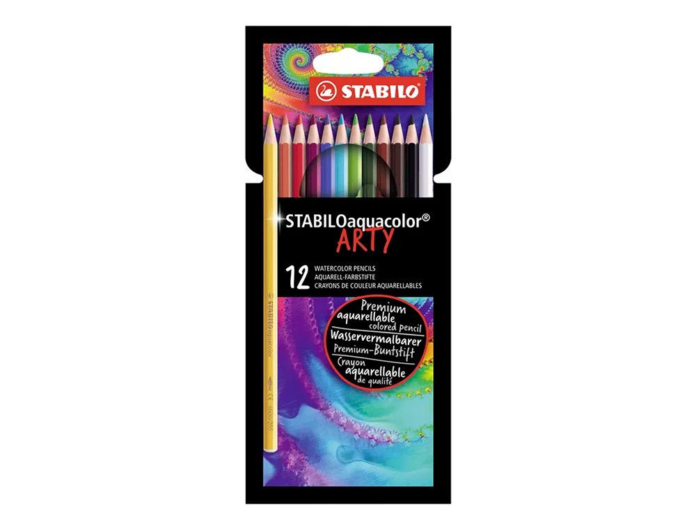 Lapices de colores stabilo aquacolor arty line acuarelables estuche de carton de 12 unidades colores
