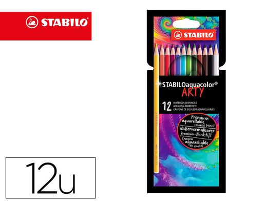 Lapices de colores stabilo aquacolor arty line acuarelables estuche de carton de 12 unidades colores