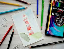 Lapices de colores stabilo aquacolor arty line acuarelables estuche de carton de 12 unidades colores
