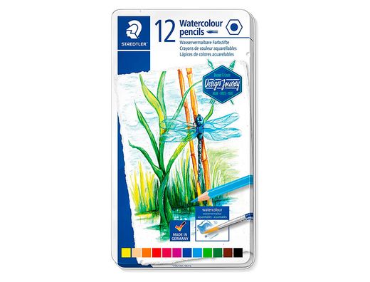 Lapices de colores staedtler acuarelables caja metal de 12 colores surtidos