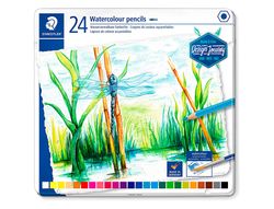 Lapices de colores staedtler acuarelables caja metal de 24 colores surtidos