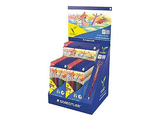 Lapices de colores staedtler wopex ecologico expositor de 20 cajas de 12 colores y 5 cajas de 24 colores