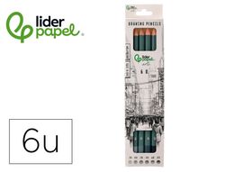Lapices de dibujo liderpapel caja 6 unidades durezas surtidas certificado fsc