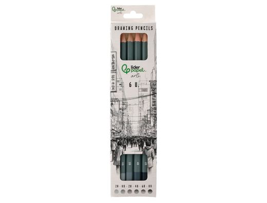 Lapices de dibujo liderpapel caja 6 unidades durezas surtidas certificado fsc