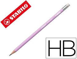 Lapices de grafito con goma stabilo swano mina 2,2 mm dureza hb lila pastel