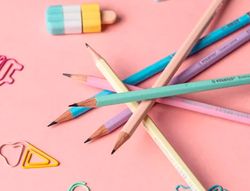 Lapices de grafito con goma stabilo swano mina 2,2 mm dureza hb melocoton pastel