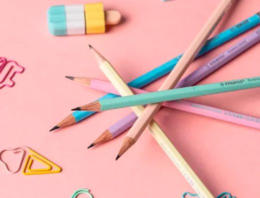 Lapices de grafito con goma stabilo swano mina 2,2 mm dureza hb melocoton pastel