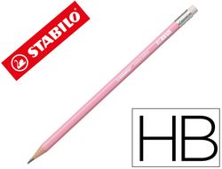 Lapices de grafito con goma stabilo swano mina 2,2 mm dureza hb rosa pastel