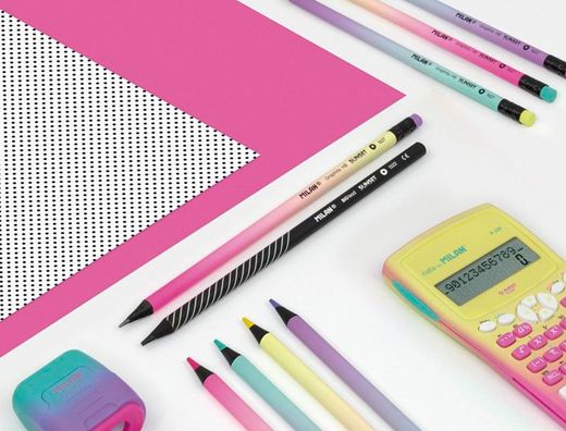 Lapices de grafito milan sunset hb madera negra de tilo con goma de borrar colores surtidos